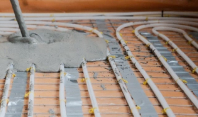 Voorbeeld van natbouw vloerverwarming