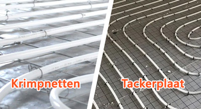 Krimpnetten vs tackerplaten vloerverwarming