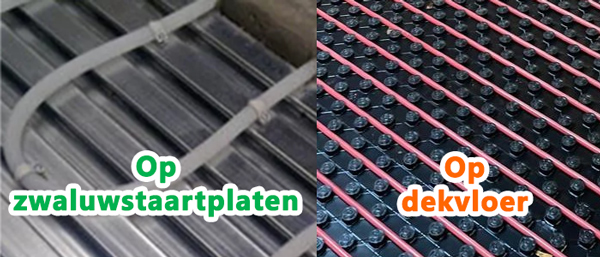 Vloerverwarming op zwaluwstaartplaten of op dekvloer